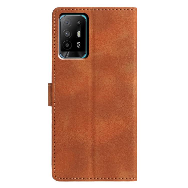 For OPPO A94 5G Triangles Embossed Leather Phone Case