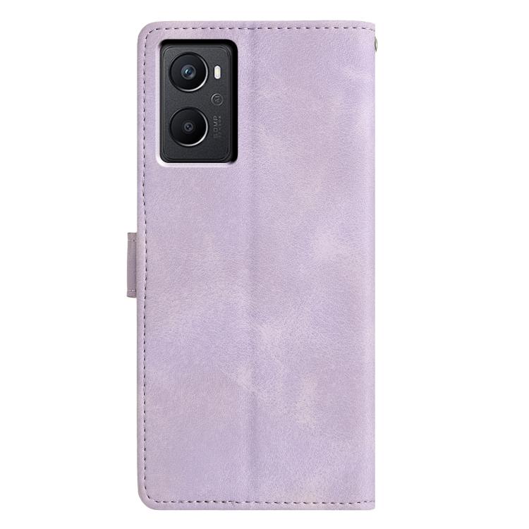 For OPPO A96 / A76 / A36 Triangles Embossed Leather Phone Case