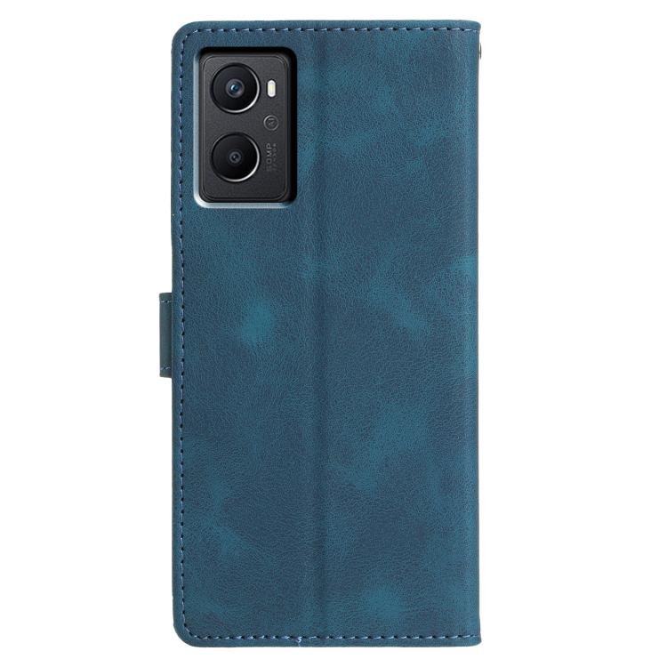 For OPPO A96 / A76 / A36 Triangles Embossed Leather Phone Case