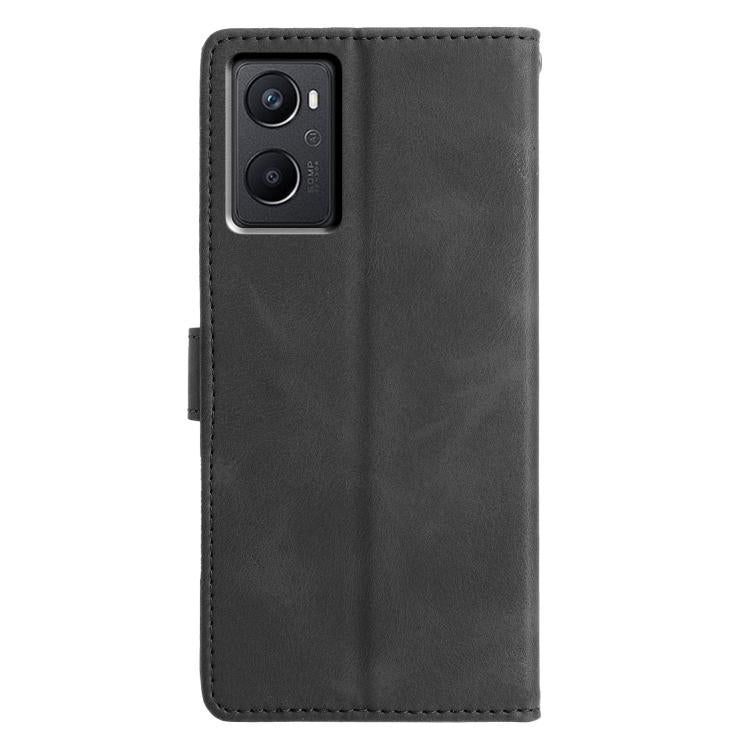 For OPPO A96 / A76 / A36 Triangles Embossed Leather Phone Case