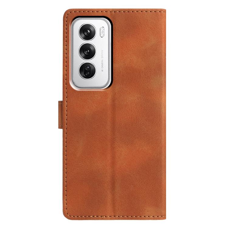 For OPPO Reno12 5G Global Triangles Embossed Leather Phone Case
