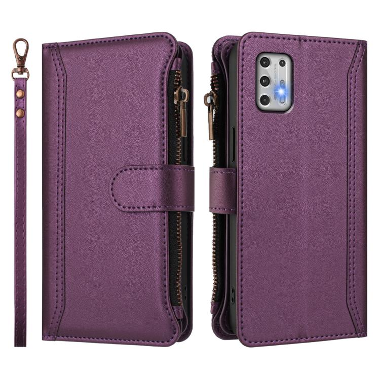 For Motorola Moto G Stylus 2021 4G Magnetic Closure 9 Card Slots Zipper Leather Case with Hand Strap