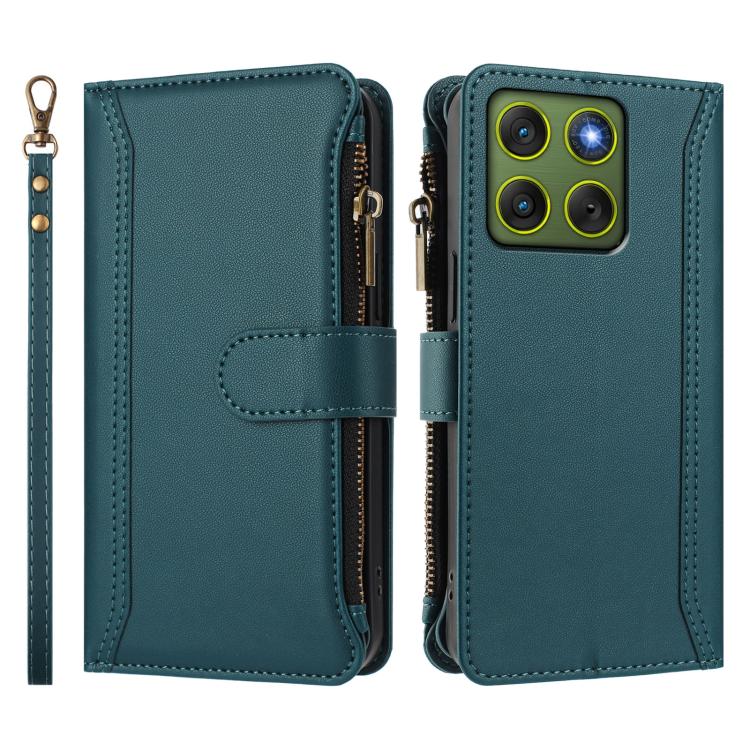 For Motorola Edge 70 5G / X70 Air 5G Magnetic Closure 9 Card Slots Zipper Leather Case with Hand Strap