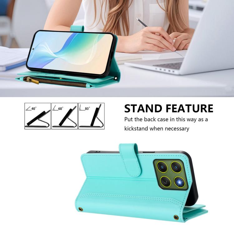 For Motorola Edge 70 5G / X70 Air 5G Magnetic Closure 9 Card Slots Zipper Leather Case with Hand Strap