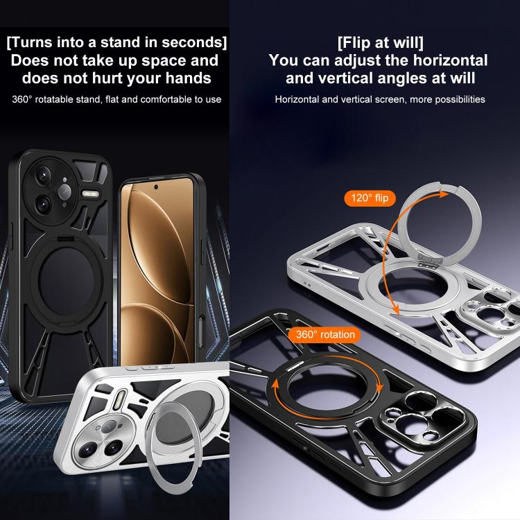 For Redmi K80 Cooling Hollow Metal Holder MagSafe Phone Case
