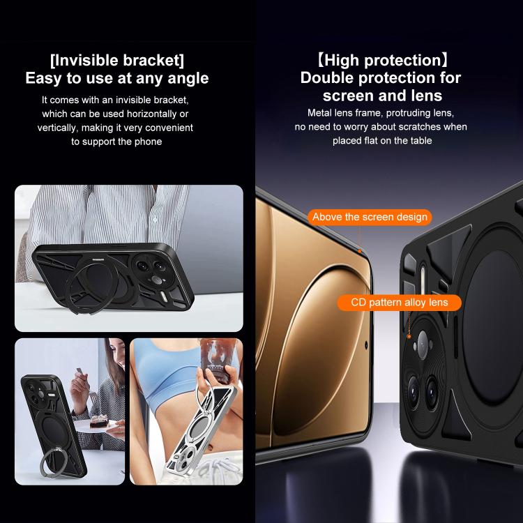 For Redmi K80 Cooling Hollow Metal Holder MagSafe Phone Case