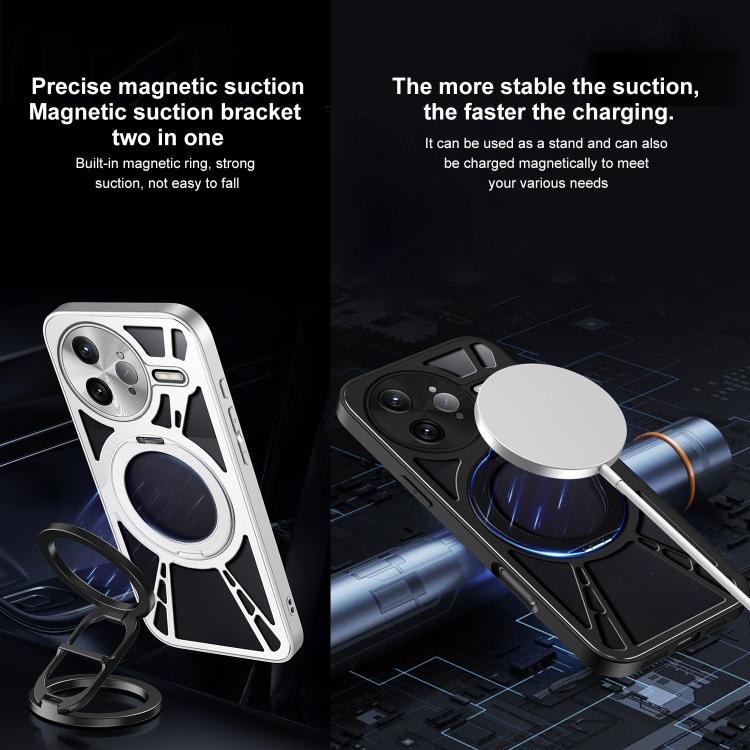 For Redmi K80 Cooling Hollow Metal Holder MagSafe Phone Case