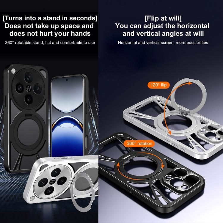 For OPPO Find X8 Cooling Hollow Metal Holder MagSafe Phone Case
