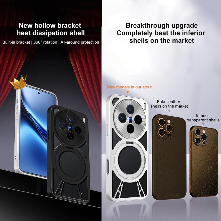 For vivo X200 Pro Cooling Hollow Metal Holder MagSafe Phone Case