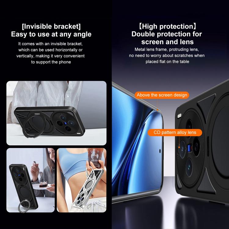 For vivo X200 Pro Cooling Hollow Metal Holder MagSafe Phone Case