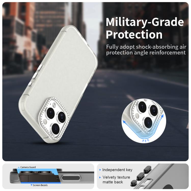 For iPhone 16 Pro Candy Diamond Frosted PC Hybrid TPU Phone Case