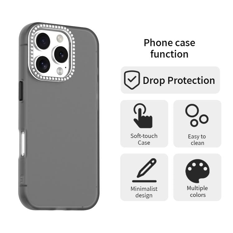 For iPhone 16 Pro Candy Diamond Frosted PC Hybrid TPU Phone Case