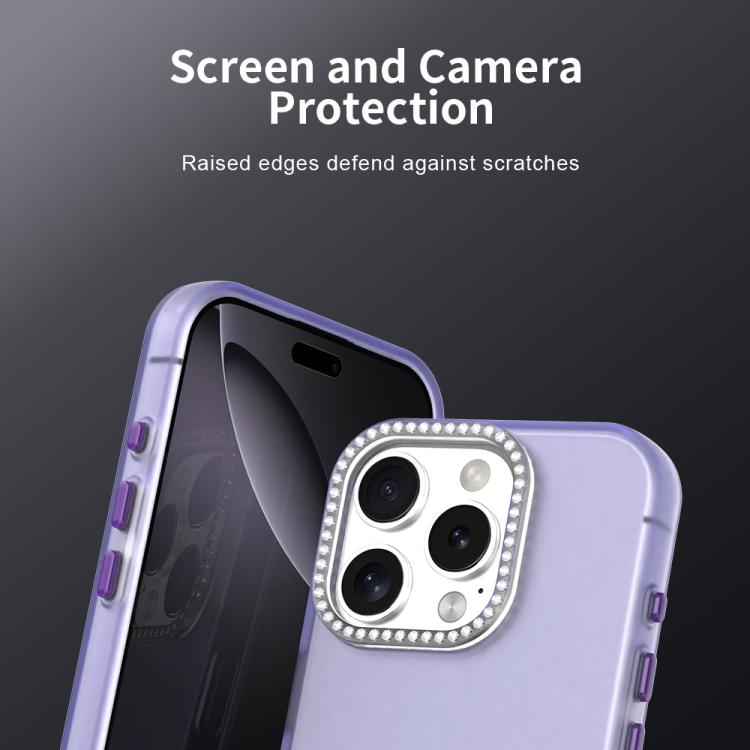 For iPhone 16 Pro Candy Diamond Frosted PC Hybrid TPU Phone Case