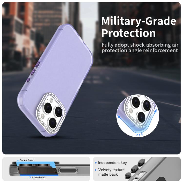 For iPhone 16 Pro Candy Diamond Frosted PC Hybrid TPU Phone Case