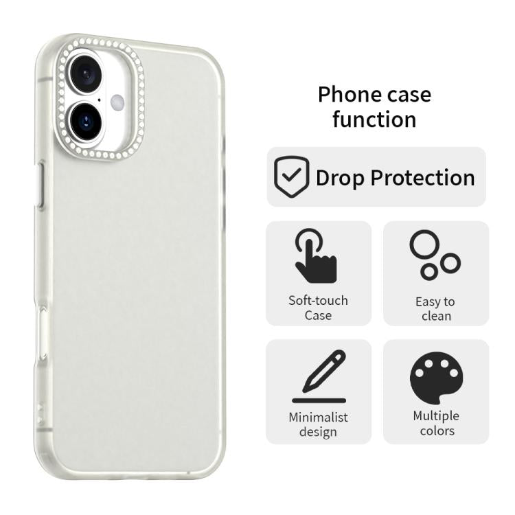 For iPhone 16 Plus Candy Diamond Frosted PC Hybrid TPU Phone Case