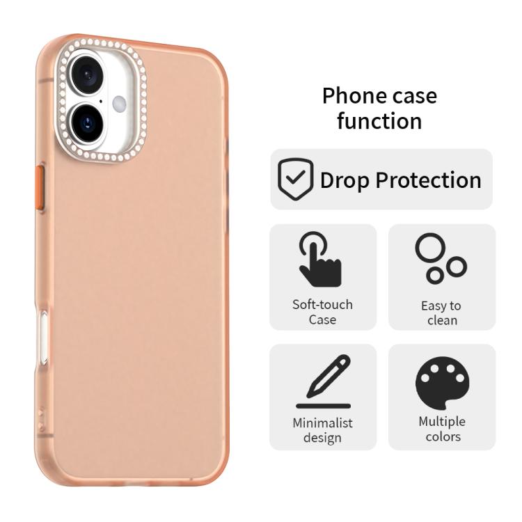 For iPhone 16 Plus Candy Diamond Frosted PC Hybrid TPU Phone Case