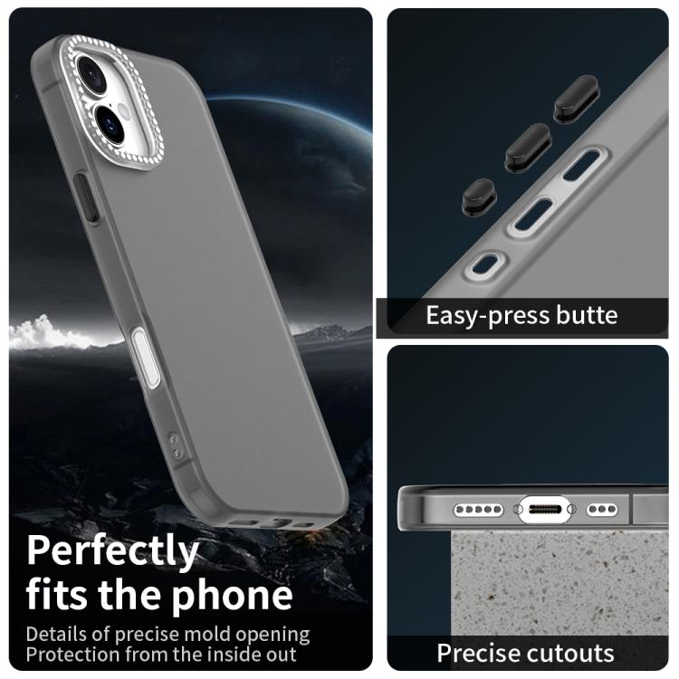 For iPhone 16 Plus Candy Diamond Frosted PC Hybrid TPU Phone Case