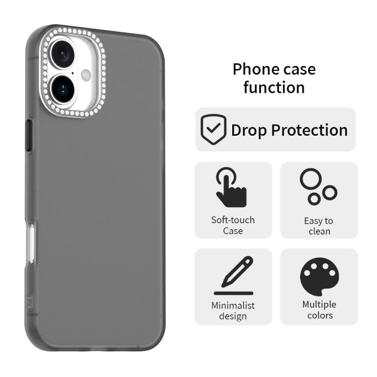 For iPhone 16 Plus Candy Diamond Frosted PC Hybrid TPU Phone Case