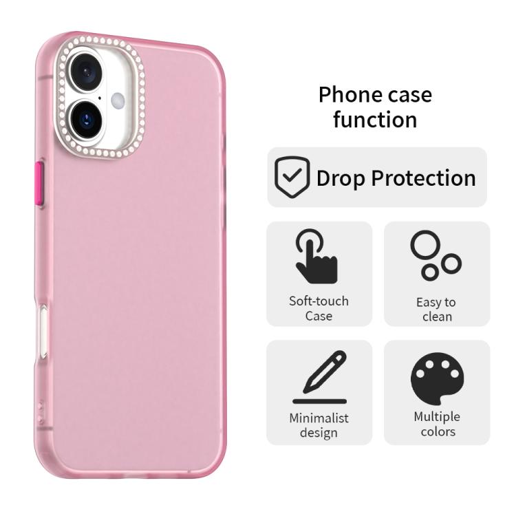 For iPhone 16 Plus Candy Diamond Frosted PC Hybrid TPU Phone Case