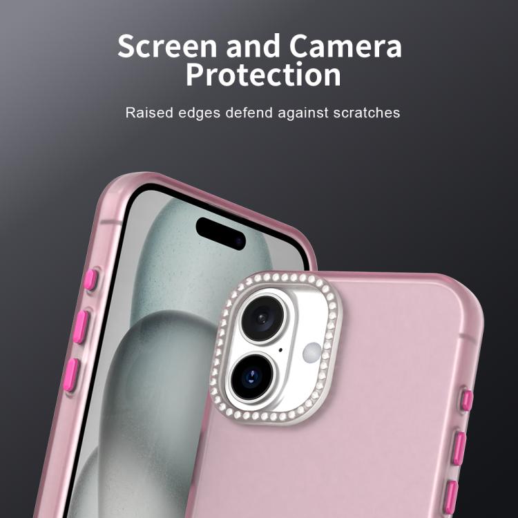 For iPhone 16 Plus Candy Diamond Frosted PC Hybrid TPU Phone Case
