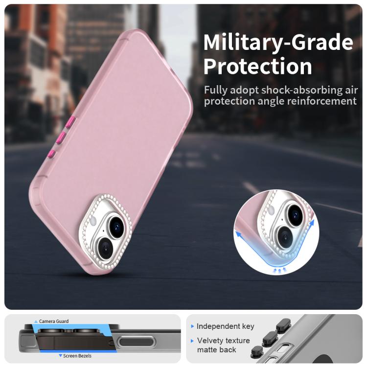 For iPhone 16 Plus Candy Diamond Frosted PC Hybrid TPU Phone Case