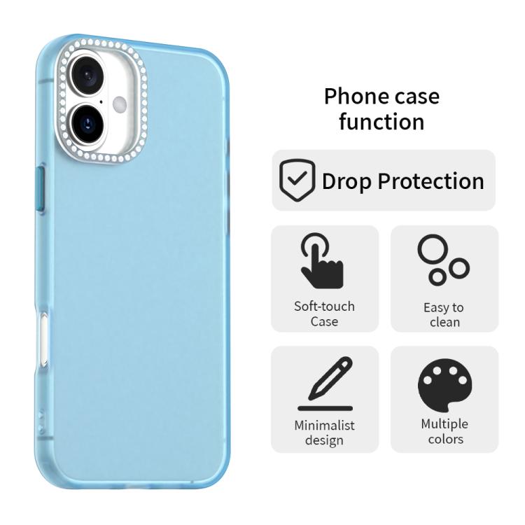 For iPhone 16 Plus Candy Diamond Frosted PC Hybrid TPU Phone Case