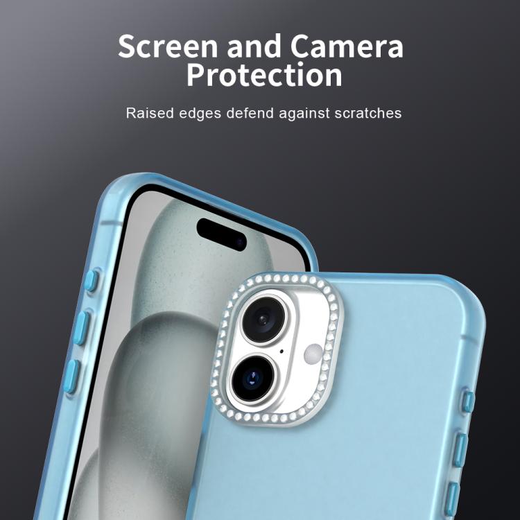 For iPhone 16 Plus Candy Diamond Frosted PC Hybrid TPU Phone Case