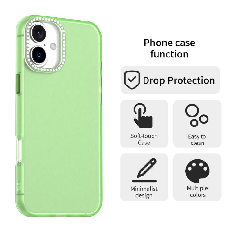 For iPhone 16 Plus Candy Diamond Frosted PC Hybrid TPU Phone Case