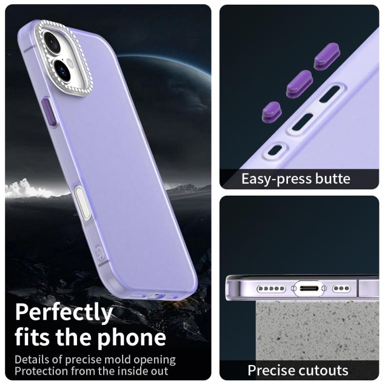 For iPhone 16 Plus Candy Diamond Frosted PC Hybrid TPU Phone Case