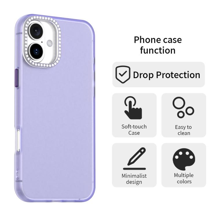 For iPhone 16 Plus Candy Diamond Frosted PC Hybrid TPU Phone Case