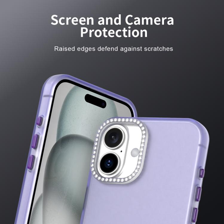 For iPhone 16 Plus Candy Diamond Frosted PC Hybrid TPU Phone Case