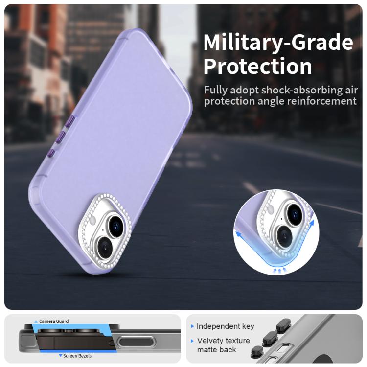 For iPhone 16 Plus Candy Diamond Frosted PC Hybrid TPU Phone Case