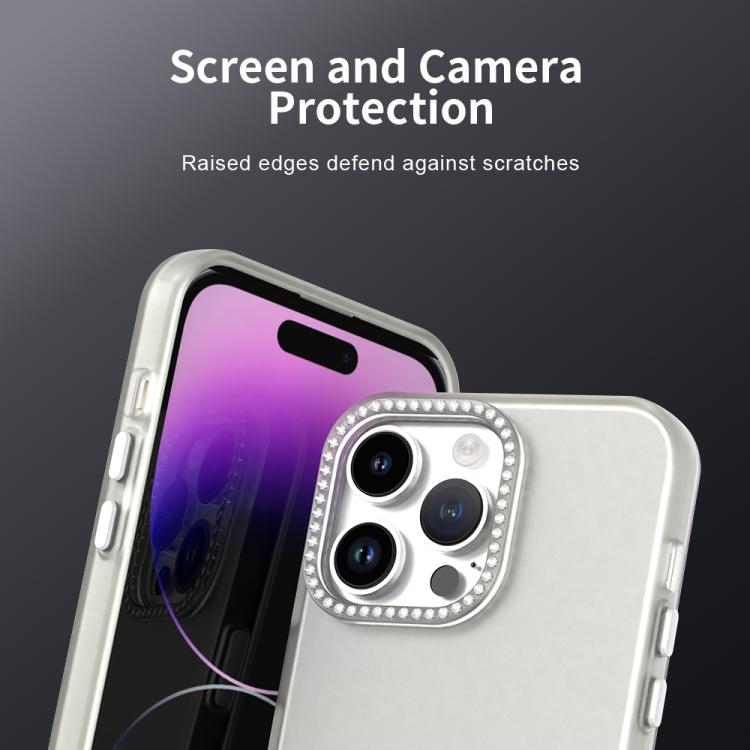 For iPhone 14 Pro Max Candy Diamond Frosted PC Hybrid TPU Phone Case