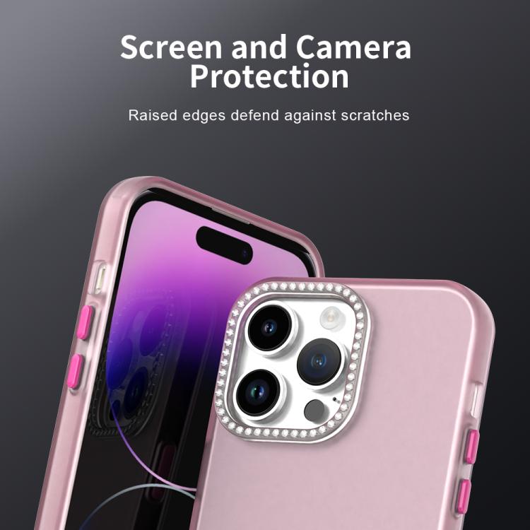 For iPhone 14 Pro Max Candy Diamond Frosted PC Hybrid TPU Phone Case