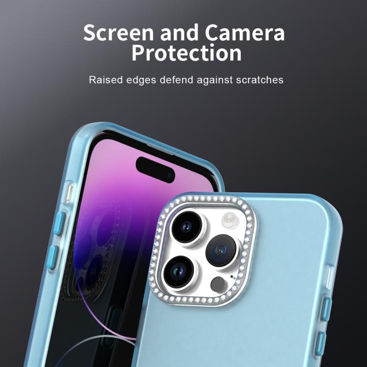 For iPhone 14 Pro Max Candy Diamond Frosted PC Hybrid TPU Phone Case