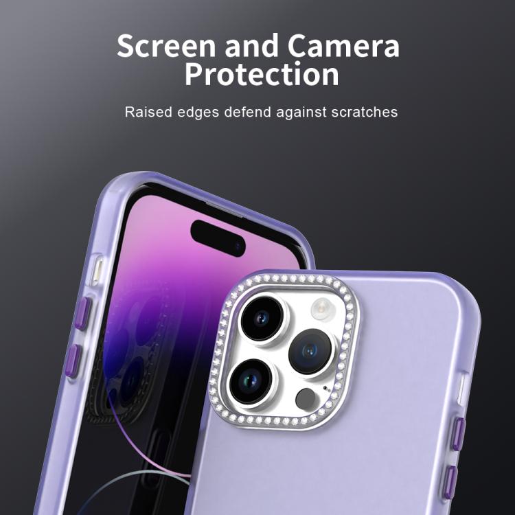 For iPhone 14 Pro Max Candy Diamond Frosted PC Hybrid TPU Phone Case
