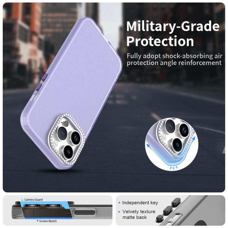 For iPhone 14 Pro Max Candy Diamond Frosted PC Hybrid TPU Phone Case
