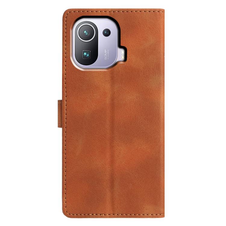 For Xiaomi 11 Pro Triangles Embossed Leather Phone Case
