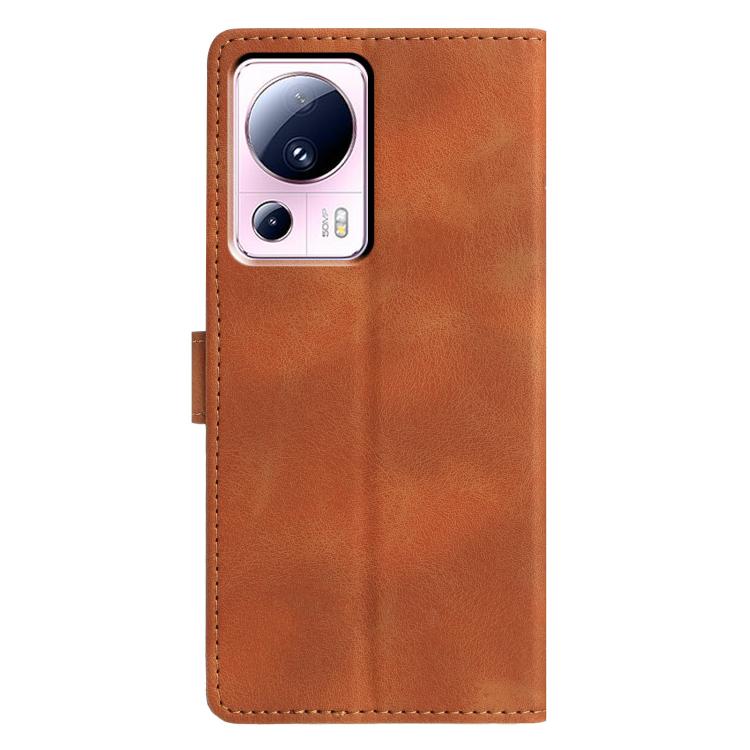 For Xiaomi 13 Lite Triangles Embossed Leather Phone Case