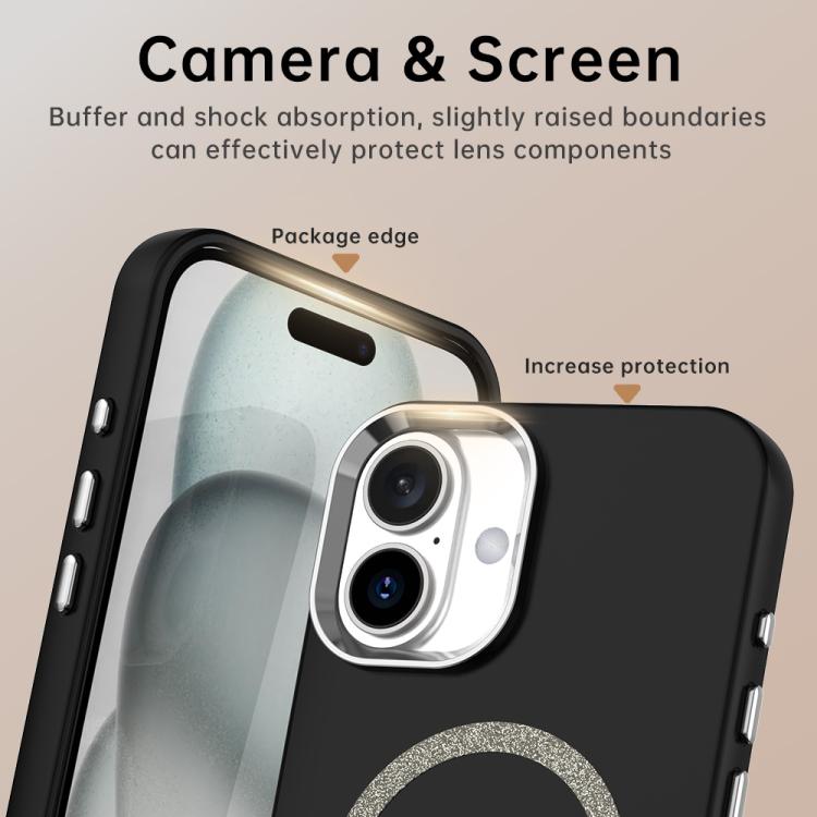 For iPhone 16 Glitter Series Magsafe PC Hybrid TPU Phone Case