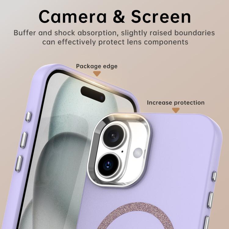 For iPhone 16 Glitter Series Magsafe PC Hybrid TPU Phone Case