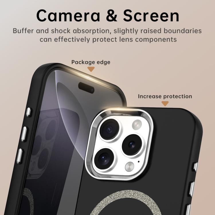 For iPhone 16 Pro Max Glitter Series Magsafe PC Hybrid TPU Phone Case