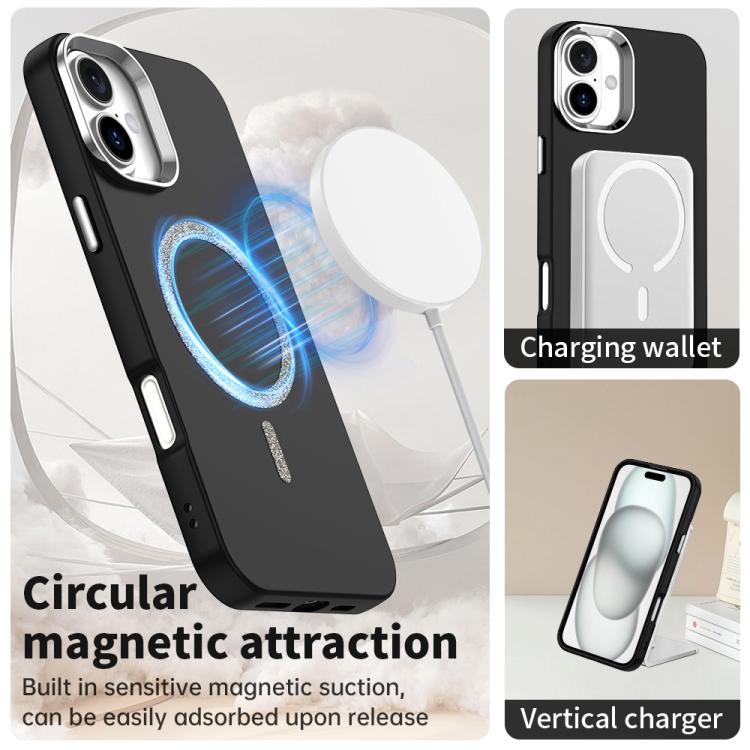 For iPhone 16 Plus Glitter Series Magsafe PC Hybrid TPU Phone Case