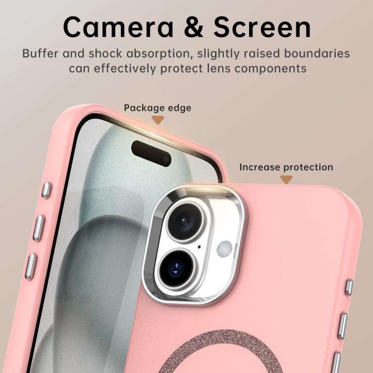 For iPhone 16 Plus Glitter Series Magsafe PC Hybrid TPU Phone Case