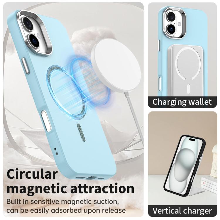 For iPhone 16 Plus Glitter Series Magsafe PC Hybrid TPU Phone Case