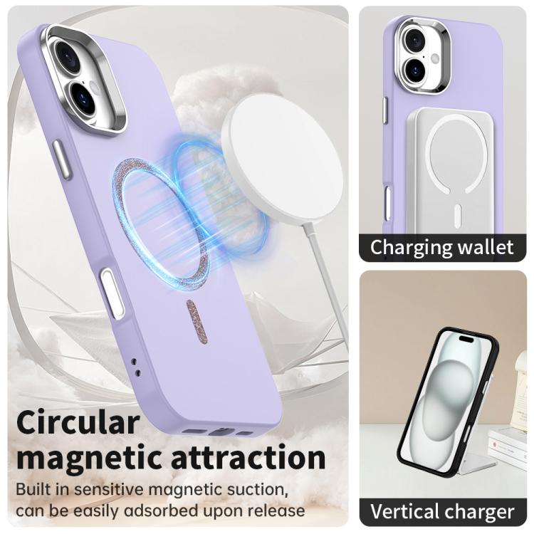 For iPhone 16 Plus Glitter Series Magsafe PC Hybrid TPU Phone Case