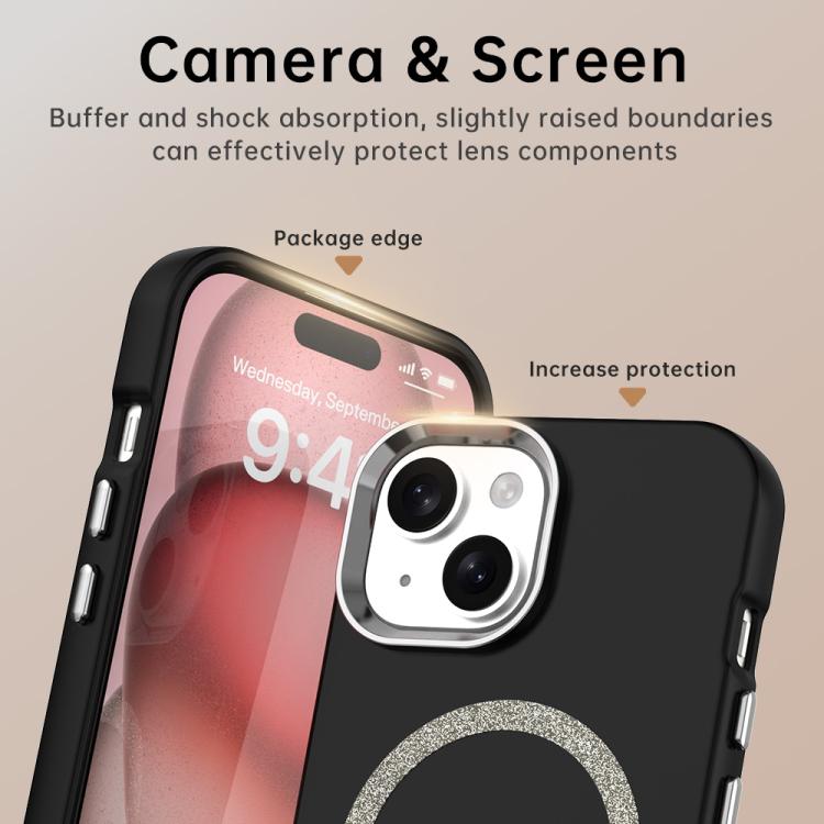 For iPhone 15 Glitter Series Magsafe PC Hybrid TPU Phone Case