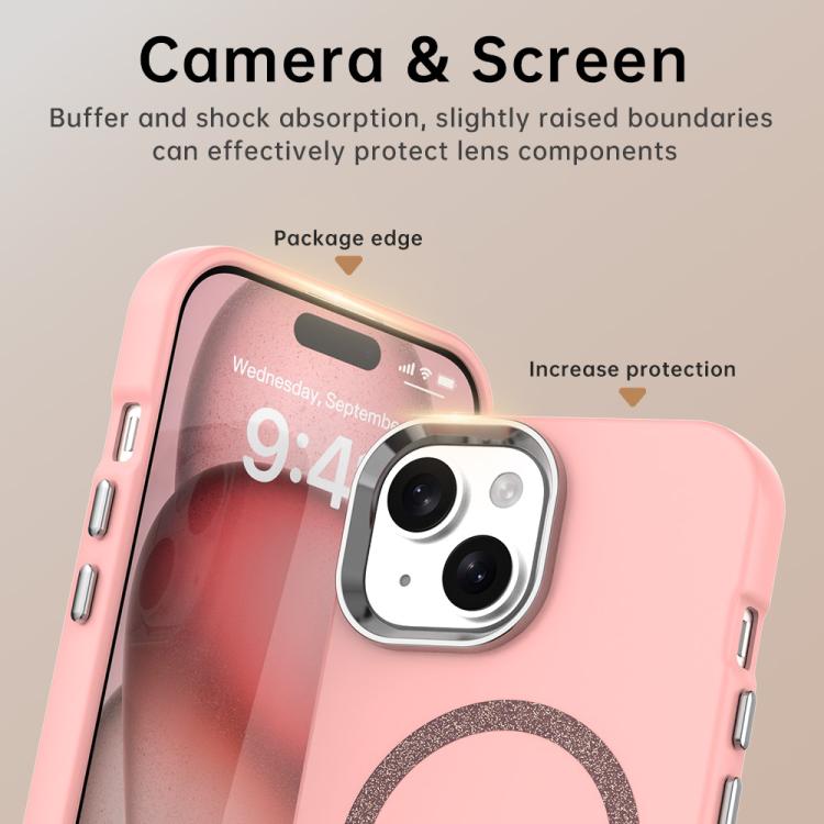 For iPhone 15 Glitter Series Magsafe PC Hybrid TPU Phone Case