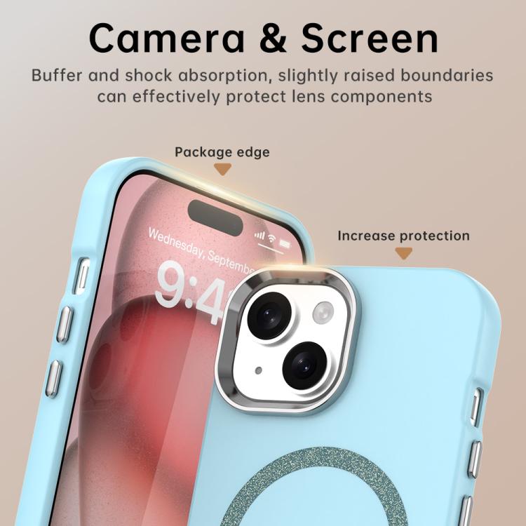 For iPhone 15 Glitter Series Magsafe PC Hybrid TPU Phone Case
