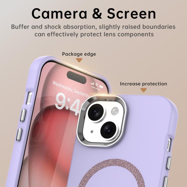 For iPhone 15 Glitter Series Magsafe PC Hybrid TPU Phone Case